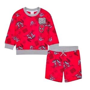 NWT 18mo Spider Man pullover shweatshirt with shorts set, super hero